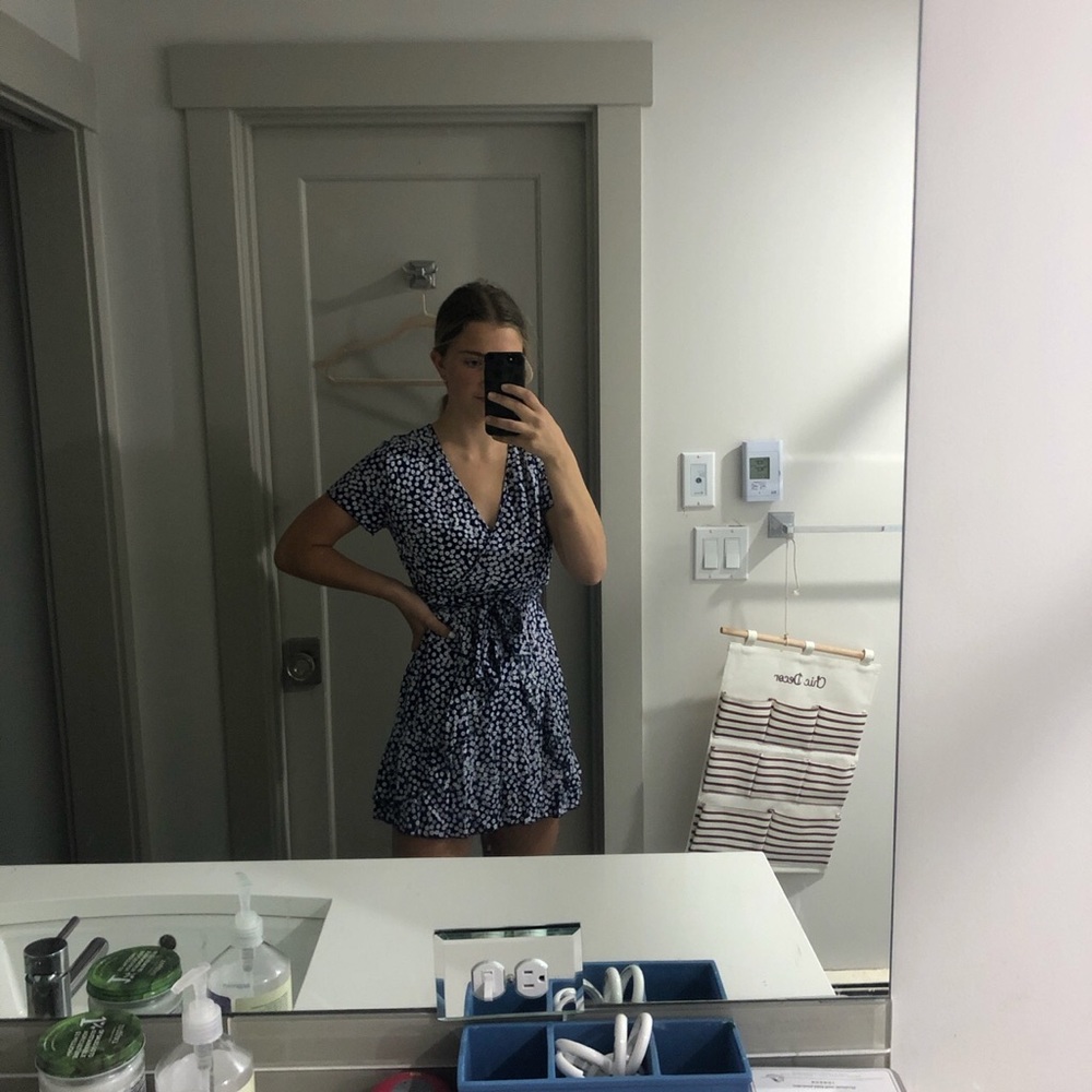 Deep blue floral printed dress💙💙